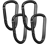 4 Piezas Mosqueton Forma de D 6,7cm,Mosquetones Acero Inoxidable,Mosquetones Escalada,Mosquetón Llavero,Escalada Material,Carabiner,Mosquetón con Cierre de Resorte para Camping,Senderismo(Negro)