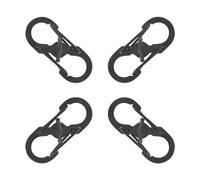 4 Piezas Mosqueton Pequeño, Mini Mosquetones en Forma de S, Carabineros de Acero Inoxidable Duradero, Seguros y Versátiles para Camping, Senderismo y Viajes, Fácil de Usar y Seguros (Negro)