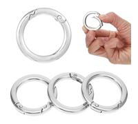 4 Piezas Mosquetón Redondo de 35 mm Anillo de Mosquetón de Metal Resorte Plano Anillo en O Gancho de Aleación Llavero Accesorios para Bolso de Hombro Llavero Artesanal Bricolaje (Plata)