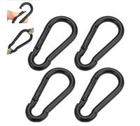 4 Piezas Mosquetones, 60 x 28 mm Clips de Mosquetón, Mosquetón Pequeño de Acero Inoxidable,Negro Mosquetón de Seguridad para Viajes, Camping, Hamaca, Senderismo, Pesca, Correa para Perros Llavero