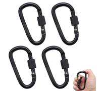 4 Piezas mosquetones,mosqueton Llavero,Carabiner,Mosquetones de Bloqueo,Mosqueton de aleación de Aluminio,Mosquetones pequeños,Mosquetón con Cierre de Rosca,para Cuerda,Botella de Agua(Negro)