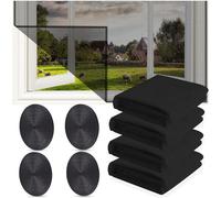 4 Piezas Mosquiteras De Ventana,130 x 150 Cm Mosquitera Para Ventana Con 4 Rollos De Cinta Autoadhesiva,Malla Mosquitera Para Ventanas,Que Mantiene a Los Insectos,Mosquitos Fuera. Negro