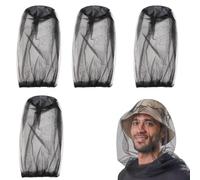 4 piezas Mosquitero cabeza ligera repelente de mosquitos al aire libre, protección contra insectos al aire libre, camping, viajes, red para la cabeza, red facial para amantes del aire libre - Red