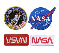 4 piezas NASA Iron On Patch/Sew On Badge for Astronaut Space Fancy Dress Costume Jacket, Parche táctico NASA 100th Space Shuttle Mission, Parche termoadhesivo para la ropa