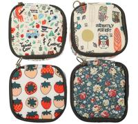 4 Piezas Neceser Pequeño Cremallera, Bolsa Cosmética Cuadrada | Ligero y Compacto, Recubrimiento de Algodón, Uso en Oficina y Compras, para Compresas y Objetos Pequeños