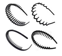 4 Piezas Ondulada Deportes Cabello Aro,Diadema Zig Zag,Diadema de Dientes de Tiburón,Antideslizante y Elástica Ondulada,Para Yoga,Deportes,Actividades Al Aire Libre