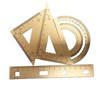 4 piezas oro matemáticas geometría herramienta aleación de aluminio triángulo regla cuadrado conjunto de suministros para estudiantes conjunto de dibujo incluyendo transportador