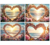 4 Piezas Paisaje marino del amor Diamond Painting, 5D Diamond Painting Kit Completo, Manualidades Adultos DIY Cristal Pintura de Diamante Para, Paintings Para Decor de Pared del Hogar 70x90cm O-5