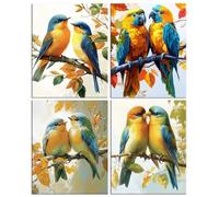 4 Piezas Pájaro del amor Diamond Painting, 5D Diamond Painting Kit Completo, Manualidades Adultos DIY Cristal Pintura de Diamante Para, Paintings Para Decoración de Pared del Hogar Regalo 30x40cm O-4