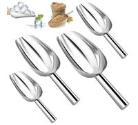 4 Piezas Palas para Hielo de Acero Inoxidable,Plateado Cuchara de Hielo,Pala de Comida,Pala Cucharón de Cocina y Bar,Pala Grande para Harina,para Dulces de Boda,Cocina Casera,Caramelos y Fiestas