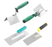 4 Piezas Paleta AlbañIl Kit, 2 × Llanas Lisas + 2 × Llanas Angulares, Llana para Alisar Paredes de Acero Inoxidable, Llana AlbañIl con Mango Antideslizante, para Enlucido y Hormigón (Plata)