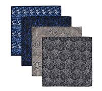4 Piezas Pañuelo de Bolsillo para Hombre, Pañuelos de Caballero de Seda de Poliéster, Set de Handkerchiefs para Traje, 25 x 25 cm (01+02+03+04)