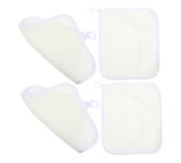 4 Piezas Paquete de Paños Exfoliantes Ducha de Doble Cara para Cuerpo y Cara Toallas para Hombres y Mujeres Color Beige
