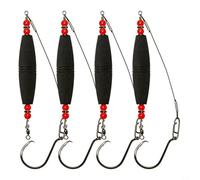 4 piezas para plataformas flotantes CATFISH con bobinas de EVA traqueteo, ganchos de púas y alambre líder de acero para pesca (negro)
