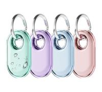 4 piezas para Samsung Smart Tag 2 Case con anillo llavero, funda impermeable de TPU para Galaxy SmartTag2, protección contra caídas, antiarañazos, encuentra tu equipaje, mochilas, llaves y más