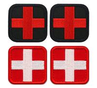 4 Piezas Parche Bandera Insignia Cruz Roja Médica Removible Militar Parche Bordado Anillo Gancho Parche Táctico Aplicación para Ropa Bolsos Arnés Jean Chaleco Mochilas Exterior Chaqueta