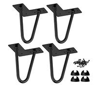 4 Piezas Patas de Cama, la Furgoneta Patas de Mesa de Metal con Tornillos y Protectores de Suelo para Bricolaje Muebles de sofá sillón sillón Silla 8 Pulgadas Negro