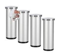4 Piezas Patas de gabinete regulables sin puñetazos Pies de la mesa de centro de cristal Aluminio Aleación Pies de metal autoadhesivo Piernas de apoyo mueble de baño,color aluminio (15cm)