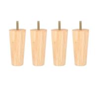 4 Piezas Patas de Madera de Roble Macizo, Diseño Cónico | Protección del Suelo, Acabado Barnizado y Veta Natural, para Restauración Doméstica y Sofá