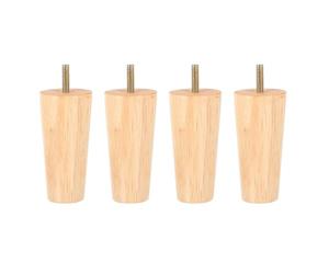 4 Piezas Patas de Madera de Roble Macizo, Diseño Cónico | Protección del Suelo, Acabado Barnizado y Veta Natural, para Restauración Doméstica y Sofá