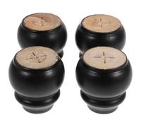 4 Piezas Patas de Madera Maciza Negras para Sillón, Mesa y Tocador | Madera Dura Torneada, Patas Preperforadas Pernos, Tacos, Herrajes Incluidos para Bricolaje