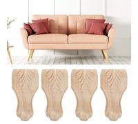 4 piezas patas de madera maciza, pies de mueble tallados, sin terminar para sofá otomana loveseat y gabinete 12x6 cm