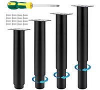 4 Piezas Patas de Mesa Regulables Ajustables para Muebles 20-37cm Patas para Muebles Regulables Patas para Somier Patas Mesa Escritorio Patas Regulables con 18pc Tornillos y Destornillador