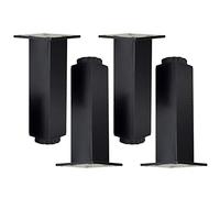 4 Piezas Patas de muebles regulables Pies de mesa Aluminio Aleación cuadrado Pies de metal negras Patas de armario ajustables Piernas sofá,gabinete,somier,Sillas,Mueble TV Mesita,Tocador (40cm)