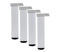 4 Piezas Patas de muebles regulables Pies de mesa Aluminio Aleación cuadrado Pies de metal plata Patas de armario ajustables Piernas sofá,gabinete,somier,Sillas,Mueble TV Mesita,Tocador (30cm)