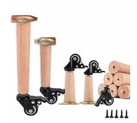 4 Piezas Patas Muebles Pies Mesa Maciza Madera Natural Patas Armario Cónicas con Ruedas para Mesas Café Sillas Armarios TV Tocador Mueble TV y Otros (25cm(9.8in))