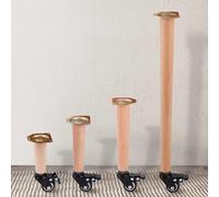 4 Piezas Patas para Muebles Madera,Patas Inclinadas Cónicas con Placa de Montaje Patas de Madera,para Sofá,Cama,Sillón,Gabinete,Con ruedas (45CM,vertical)