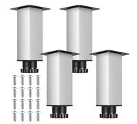 4 Piezas Patas para Muebles Regulables 0-15mm, Patas Regulables para Muebles, Pies Niveladores, Patas para Muebles Mesa Silla Sofá Cama Pies Patas, con 16 Tornillos, plata/38x120mm