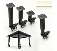 4 Piezas Patas Regulables para Muebles con Ruedas, Patas para Mesas de Metal Robustas, Ruedas 360° Giratorias con Frenos, Adecuadas para Mesitas de Noche, Mesas de Café y Muebles DIY (315-450mm)