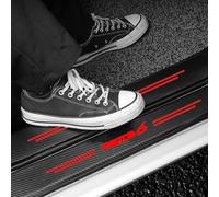 4 Piezas Pegatina Estribos de Fibra Carbono de Coche para Ma-zda 6 GG GG1 GY GT GH GJ GL 2009-2021, Protector de Placas Pedal Umbral Puerta Antiarañ - Embellecedores Accesorios,Red