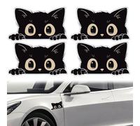4 Piezas Pegatinas Coche, Interesante Pegatina Coche, Pegatinas Coche Exterior, Adhesivo de Vinilo para Coche, Diseño de Gato y Coche