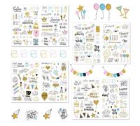 4 Piezas Pegatinas de Cumpleaños, Pegatinas de Feliz Cumpleaños, Pegatinas de Bricolaje, Tarjetas de Cumpleaños y Pegatinas de Regalo, Pegatinas de Cumpleaños Transparencia para Scrapbooking (Vistoso)