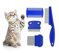 4 Piezas Peine Anti Pulga Perros y Gatos, Peine para Pulgas de Gato de Dientes Finos, Limpiar Piojos/ Enredos/ Nudos/ Corteza/ Suciedad