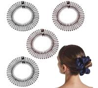 4 Piezas Peines de Estiramiento Circular Completo, Diadema Elástica de Plástico en Zigzag, Peines Circulares Flexibles para Lavarse la Cara (Negro, Marrón)