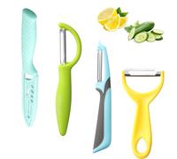 4 Piezas Pelador, Pelador Giratorio de Verduras de Acero Inoxidable, Cuchillo para Frutas con Mango Antideslizante para Patatas, Manzanas, Zanahorias y Pepinos