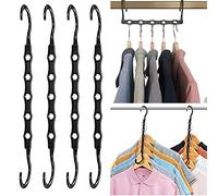 4 Piezas Perchas Mágicas de Ahorro de Espacio, Organizadores de Armario con Ganchos Giratorios 360°, Percha Multiuso Plegable Vertical para Camisetas, Bufandas y Pantalones, Negro