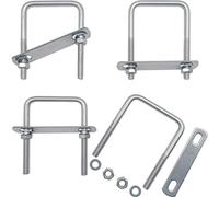4 Piezas Perno en U cuadrado M8 x 100 x 75 mm U-bolt Tornillo En U de Acero Inoxidable 304 con Tuercas y placas para Placa de Soporte en U de Poste Tuercas de Perno en U Marinas Cuadradas