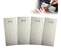 4 Piezas Piedra para Afilador de Afilar Cuchillos Diamante, grano 400/600/1000/1200 Piedras de Afilar Cuchillos Profesional, con base antideslizante y Superficie Panal Afilar de Diamante