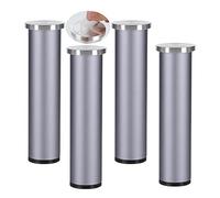 4 Piezas Pies de la mesa de centro de cristal Aluminio Aleación Patas de gabinete regulables sin puñetazos Pies de metal autoadhesivo Piernas de apoyo mueble de baño (30cm,gris)