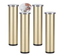 4 Piezas Pies de la mesa de centro de cristal Aluminio Aleación Patas de gabinete regulables sin puñetazos Pies de metal autoadhesivo Piernas de apoyo mueble de baño (30cm,Lijado oro)