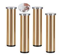 4 Piezas Pies de la mesa de centro de cristal Aluminio Aleación Patas de gabinete regulables sin puñetazos Pies de metal autoadhesivo Piernas de apoyo mueble de baño (40cm,oro brillante)
