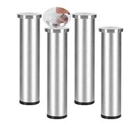 4 Piezas Pies de la mesa de centro de cristal Aluminio Aleación Patas de gabinete regulables sin puñetazos Pies de metal autoadhesivo Piernas de apoyo mueble de baño (40cm,lijado de plata)
