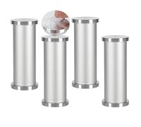 4 Piezas Pies de la mesa de centro de cristal Patas de gabinete regulables sin puñetazos Aluminio Aleación Pies de metal autoadhesivo Piernas de apoyo mueble de baño,color aluminio (40cm)