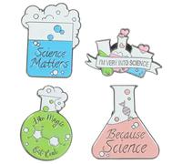 4 Piezas Pin de Esmalte de Química Diseño Creativo para Profesores | Aleación y Esmalte, Obsequio para Estudiantes de Estudios Científicos, Uso en Bata, Vestido y Educativo