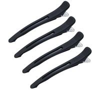 4 Piezas Pinza de Pelo de Duckbill,Pinzas Pelo Profesionales Peluqueria Para Peinado Salón Pinzas de Cocodrilo Planas Barbera Antideslizantes,Seccionador Largo Barrettes para Mujeres y Hombre-Negro