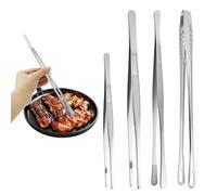 4 Piezas Pinzas de Cocina, Pinzas Chef, Pinzas Cocina Acero Inoxidable de Precision para Emplatar para Horneado, Barbacoa y Cocinar.